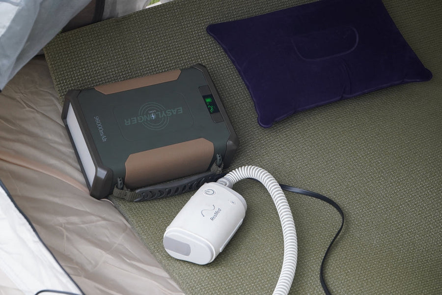 EASYLONGER ES960 with a ResMed AirMini and tubing inside a tent